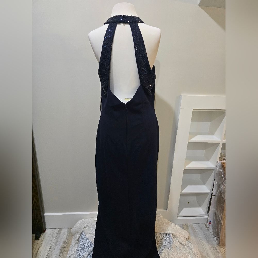 Vince Camuto Sequin Neck Column NWT Size 14 Navy Blue - Picture 4 of 6